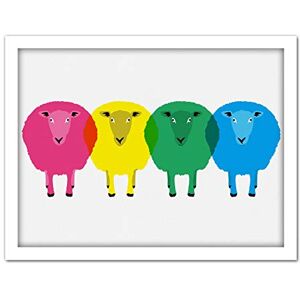 Wee Blue Coo Cute Colourful Cartoon Sheep Artwork Framed Wall Art Print 18X24 Inch Wee Blue Coo Cute Colourful Cartoon Sheep Artwork Framed Wall Art Print 18X24 Inch