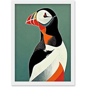 Wee Blue Coo Bright Bold Colourful Atlantic Puffin Bird Portrait Artwork Framed Wall Art Print A4 Wee Blue Coo Bright Bold Colourful Atlantic Puffin Bird Portrait Artwork Framed Wall Art Print A4