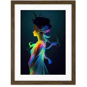 Doppelganger33 LTD Nature Fairy In Colourful Fluorescent Light Dress Artwork Framed Wall Art Print 18X24 Inch Doppelganger33 LTD Nature Fairy In Colourful Fluorescent Light Dress Artwork Framed Wall Art Print 18X24 Inch