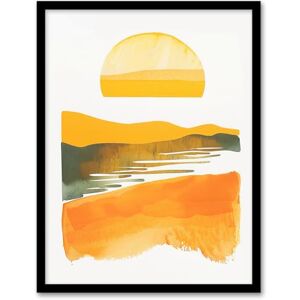 Artery8 Lake Sunset Orange Yellow Abstract Watercolour Living Room Artwork Framed Wall Art Print A4 Artery8 Lake Sunset Orange Yellow Abstract Watercolour Living Room Artwork Framed Wall Art Print A4