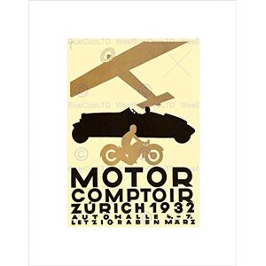 Wee Blue Coo Ad Motor Show Plane Car Motorcycle Zuric Switzerland Wall Art Print Wee Blue Coo Ad Motor Show Plane Car Motorcycle Zuric Switzerland Wall Art Print