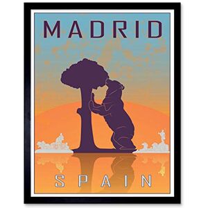 Wee Blue Coo Travel Tourism Madrid Spain Bear Madrono Tree City Symbol Art Print Framed Poster Wall Decor 12X16 Inch Wee Blue Coo Travel Tourism Madrid Spain Bear Madrono Tree City Symbol Art Print Framed Poster Wall Decor 12X16 Inch