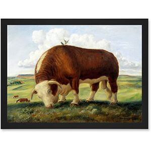 Artery8 Curry Ajax Hereford Bull Cow Birds Landscape Painting Artwork Framed Wall Art Print A4 Artery8 Curry Ajax Hereford Bull Cow Birds Landscape Painting Artwork Framed Wall Art Print A4