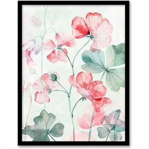 Artery8 Red Pastel Geranium Flowers Modern Watercolour Living Room Artwork Framed Wall Art Print A4 Artery8 Red Pastel Geranium Flowers Modern Watercolour Living Room Artwork Framed Wall Art Print A4