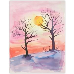 Artery8 Sun Rising Over Two Winter Trees Snow Landscape Living Room Extra Large XL Wall Art Poster Print Artery8 Sun Rising Over Two Winter Trees Snow Landscape Living Room Extra Large XL Wall Art Poster Print