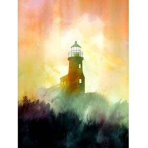 Artery8 Lighthouse in the Fog Watercolour Painting Soft Atmospheric Light Coastal Landscape Extra Large XL Wall Art Poster Print Artery8 Lighthouse in the Fog Watercolour Painting Soft Atmospheric Light Coastal Landscape Extra Large XL Wall Art Poster Print