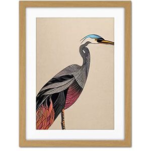 Doppelganger33 LTD Abstract Heron Bird Illustration Coral And Teal Hue Illustration Artwork Framed Wall Art Print 18X24 Inch Doppelganger33 LTD Abstract Heron Bird Illustration Coral And Teal Hue Illustration Artwork Framed Wall Art Print 18X24 Inch