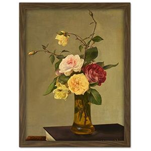 Artery8 Imitator Of Henri Fantin Latour Roses In A Vase Painting Artwork Framed Wall Art Print 18X24 Inch Artery8 Imitator Of Henri Fantin Latour Roses In A Vase Painting Artwork Framed Wall Art Print 18X24 Inch