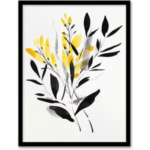 Artery8 Abstract Botanical Yellow Black Leaves Fronds Living Room Artwork Framed Wall Art Print A4 Artery8 Abstract Botanical Yellow Black Leaves Fronds Living Room Artwork Framed Wall Art Print A4