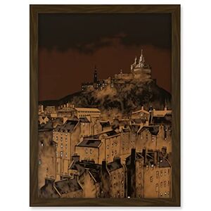 Artery8 Edinburgh Castle Over Old Town Cityscape at Night Artwork Framed A3 Wall Art Print Artery8 Edinburgh Castle Over Old Town Cityscape at Night Artwork Framed A3 Wall Art Print