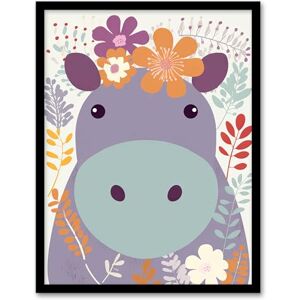 Artery8 My Name Is Harriet Cute Hippo With Flowers Pastel Colour Graphic Artwork Purple Orange Kids Bedroom Zoo Animal Floral Painting Artwork Framed Wall Art Print A4 Artery8 My Name Is Harriet Cute Hippo With Flowers Pastel Colour Graphic Artwork Purple Orange Kids Bedroom Zoo Animal Floral Painting Artwork Framed Wall Art Print A4