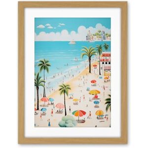 Artery8 Day at the Beach Summer Holidays Stylised Artwork Pastel Colour Vacation Tourists Coastal Landscape Artwork Framed Wall Art Print 18X24 Inch Artery8 Day at the Beach Summer Holidays Stylised Artwork Pastel Colour Vacation Tourists Coastal Landscape Artwork Framed Wall Art Print 18X24 Inch