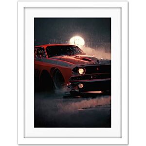 Doppelganger33 LTD Classic Red Sports Muscle Car On A Rainy Atmospheric Night Artwork Framed Wall Art Print 18X24 Inch Doppelganger33 LTD Classic Red Sports Muscle Car On A Rainy Atmospheric Night Artwork Framed Wall Art Print 18X24 Inch