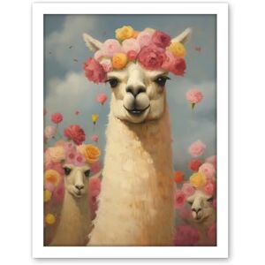 Artery8 The Llama Wedding Rose Bloom Flower Headdress Fun Artwork Kids Bedroom Artwork Framed Wall Art Print 18X24 Inch Artery8 The Llama Wedding Rose Bloom Flower Headdress Fun Artwork Kids Bedroom Artwork Framed Wall Art Print 18X24 Inch