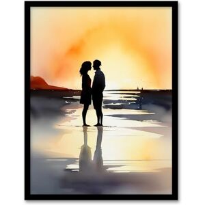 Artery8 Kisses At Dawn Watercolour Painting Couple Kissing At Dawn Orange Grey Romantic Moment Between Lovers At A Coastal Landscape Bedroom Art Artwork Framed Wall Art Print 18X24 Inch Artery8 Kisses At Dawn Watercolour Painting Couple Kissing At Dawn Orange Grey Romantic Moment Between Lovers At A Coastal Landscape Bedroom Art Artwork Framed Wall Art Print 18X24 Inch