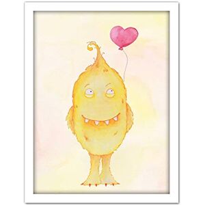 Wee Blue Coo Wee Wild Monsters Toby Heart Balloon Kids Artwork Framed Wall Art Print 18X24 Inch Wee Blue Coo Wee Wild Monsters Toby Heart Balloon Kids Artwork Framed Wall Art Print 18X24 Inch