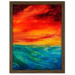 Wee Blue Coo Sky Seascape Sunset Waves Red Blue Artwork Framed Wall Art Print 18X24 Inch Wee Blue Coo Sky Seascape Sunset Waves Red Blue Artwork Framed Wall Art Print 18X24 Inch
