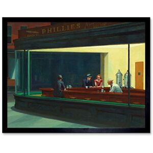 Fine Art Prints Edward Hopper Nighthawks Iconic Painting Art Print Framed Poster Wall Decor 12x16 inch Fine Art Prints Edward Hopper Nighthawks Iconic Painting Art Print Framed Poster Wall Decor 12x16 inch