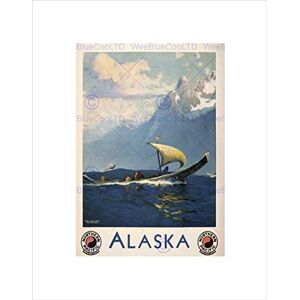 Wee Blue Coo Travel Tourism Alaska Pacific Boat Mountain USA Wall Art Print Wee Blue Coo Travel Tourism Alaska Pacific Boat Mountain USA Wall Art Print
