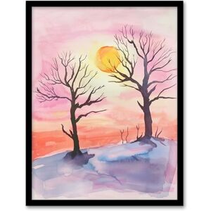 Artery8 Sun Rising Over Two Winter Trees Snow Landscape Living Room Artwork Framed Wall Art Print A4 Artery8 Sun Rising Over Two Winter Trees Snow Landscape Living Room Artwork Framed Wall Art Print A4