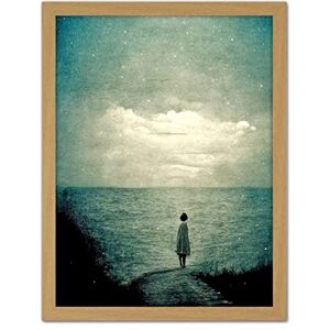 Doppelganger33 LTD Looking Out To Sea Dreamscape Lone Woman Dusk Calm Elegant Panting Artwork Framed Wall Art Print 18X24 Inch Doppelganger33 LTD Looking Out To Sea Dreamscape Lone Woman Dusk Calm Elegant Panting Artwork Framed Wall Art Print 18X24 Inch