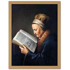 Artery8 Gerard Dou Old Woman Reading Painting Artwork Framed Wall Art Print 18X24 Inch Artery8 Gerard Dou Old Woman Reading Painting Artwork Framed Wall Art Print 18X24 Inch