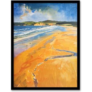 Artery8 Woolacombe Beach Watercolour Seaside Landscape Living Room Artwork Framed Wall Art Print A4 Artery8 Woolacombe Beach Watercolour Seaside Landscape Living Room Artwork Framed Wall Art Print A4