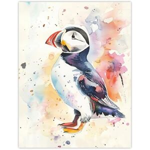 Artery8 Cute Puffin Bird Colourful Watercolour Portrait Living Room Extra Large XL Wall Art Poster Print Artery8 Cute Puffin Bird Colourful Watercolour Portrait Living Room Extra Large XL Wall Art Poster Print