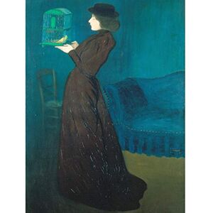 Fine Art Prints Rippl Ronai Jozsef Frau mit Vogelkäfig, großer Kunstdruck, Wanddekoration, Premium Wandbild Fine Art Prints Rippl Ronai Jozsef Frau mit Vogelkäfig, großer Kunstdruck, Wanddekoration, Premium Wandbild