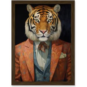 Artery8 Tiger About Town Artwork Coral Pink and Cerulean Blue Suit Conceptual Portrait Artwork Framed A3 Wall Art Print Artery8 Tiger About Town Artwork Coral Pink and Cerulean Blue Suit Conceptual Portrait Artwork Framed A3 Wall Art Print