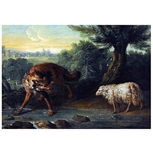 Wee Blue Coo Painting Greek Aesop Fable Oudry Wolf Lamb Wall Art Print Wee Blue Coo Painting Greek Aesop Fable Oudry Wolf Lamb Wall Art Print