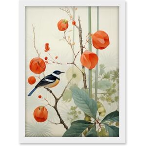 Artery8 Small Bird on Blooming Tree Branch Botanical Artwork Red Teal Nature Study Audubon Style Artwork Framed A3 Wall Art Print Artery8 Small Bird on Blooming Tree Branch Botanical Artwork Red Teal Nature Study Audubon Style Artwork Framed A3 Wall Art Print