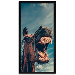 Wee Blue Coo Laughing Horse Face Long Panel Framed Wall Art Print Wee Blue Coo Laughing Horse Face Long Panel Framed Wall Art Print