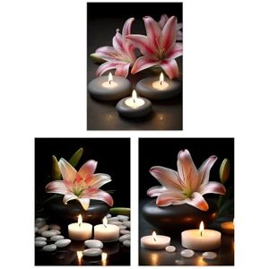 Artery8 Set of 3 Lilies with Zen Stones and Candles Tranquil Spa Atmosphere Photographs Bathroom Decor Unframed Wall Art Living Room Poster Prints Pack Artery8 Set of 3 Lilies with Zen Stones and Candles Tranquil Spa Atmosphere Photographs Bathroom Decor Unframed Wall Art Living Room Poster Prints Pack