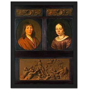 Artery8 Van Slingelandt Portraits Man And A Woman Painting Artwork Framed Wall Art Print 18X24 Inch Artery8 Van Slingelandt Portraits Man And A Woman Painting Artwork Framed Wall Art Print 18X24 Inch