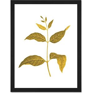 Wee Blue Coo Botanics Gold And Grey Leaves Large Black Framed Art Print Wall Poster 18x24 inch Wee Blue Coo Botanics Gold And Grey Leaves Large Black Framed Art Print Wall Poster 18x24 inch