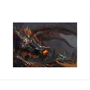 Wee Blue Coo Painting Fantasy Dragon Combat Warrior Fire Wall Art Print Wee Blue Coo Painting Fantasy Dragon Combat Warrior Fire Wall Art Print