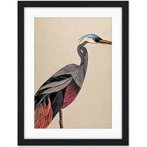 Doppelganger33 LTD Abstract Heron Bird Illustration Coral And Teal Hue Illustration Artwork Framed Wall Art Print 18X24 Inch Doppelganger33 LTD Abstract Heron Bird Illustration Coral And Teal Hue Illustration Artwork Framed Wall Art Print 18X24 Inch