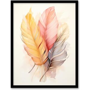 Artery8 Bohemian Leaf Feather Abstract Watercolour Pastel Colour Orange Pink Soft Artwork Artwork Framed Wall Art Print A4 Artery8 Bohemian Leaf Feather Abstract Watercolour Pastel Colour Orange Pink Soft Artwork Artwork Framed Wall Art Print A4