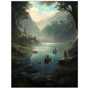 Artery8 Fishermen Casting Nets from Boats Painting Men Fishing in River Serene Mountain Forest Landscape Large Wall Art Poster Print Thick Paper 18X24 Inch Artery8 Fishermen Casting Nets from Boats Painting Men Fishing in River Serene Mountain Forest Landscape Large Wall Art Poster Print Thick Paper 18X24 Inch