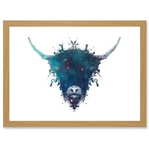 Wee Blue Coo Graphic Ink Splat Highland Cow Coo Scotland A4 Artwork Framed Wall Art Print Wee Blue Coo Graphic Ink Splat Highland Cow Coo Scotland A4 Artwork Framed Wall Art Print
