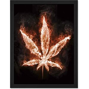 Wee Blue Coo Painting Marijuana Leaf Flames Fire Weed Cool Bright Large Framed Art Print Poster Wall Decor 18x24 inch Wee Blue Coo Painting Marijuana Leaf Flames Fire Weed Cool Bright Large Framed Art Print Poster Wall Decor 18x24 inch