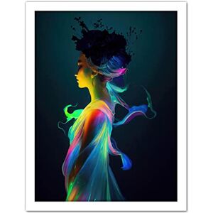 Doppelganger33 LTD Nature Fairy in Colourful Fluorescent Light Dress Artwork Framed Wall Art Print 18X24 inch Doppelganger33 LTD Nature Fairy in Colourful Fluorescent Light Dress Artwork Framed Wall Art Print 18X24 inch