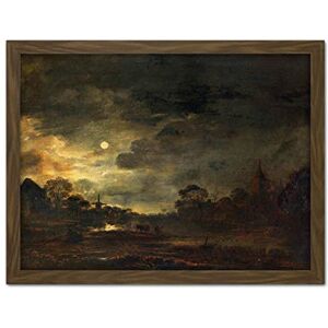 Artery8 Aert Van Der Neer Landscape By Moonlight Painting Artwork Framed Wall Art Print 18X24 Inch Artery8 Aert Van Der Neer Landscape By Moonlight Painting Artwork Framed Wall Art Print 18X24 Inch