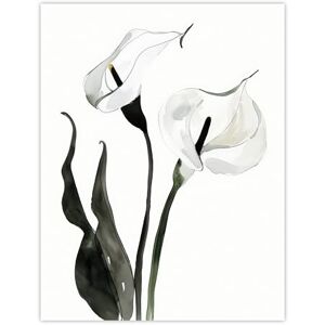 Artery8 Calla Lily Flower Black White Watercolour Lilies Living Room Extra Large XL Wall Art Poster Print Artery8 Calla Lily Flower Black White Watercolour Lilies Living Room Extra Large XL Wall Art Poster Print