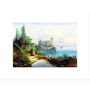 Wee Blue Coo Painting Banaggioli Miramare Castle Trieste Italy Lake Wall Art Print Wee Blue Coo Painting Banaggioli Miramare Castle Trieste Italy Lake Wall Art Print