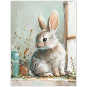 Artery8 Cute Bunny Rabbit on Window Sill Rustic Painting Living Room Large Wall Art Poster Print Thick Paper 18X24 Inch Artery8 Cute Bunny Rabbit on Window Sill Rustic Painting Living Room Large Wall Art Poster Print Thick Paper 18X24 Inch