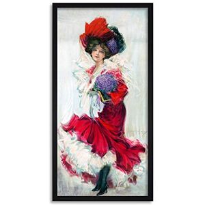 Artery8 Fashionable Woman Red Dress Hat Flowers Framed Wall Art Print Long 25X12 Inch Artery8 Fashionable Woman Red Dress Hat Flowers Framed Wall Art Print Long 25X12 Inch