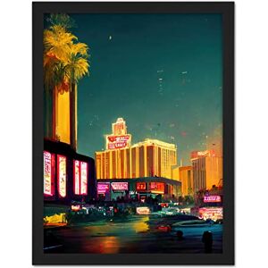 Wee Blue Coo Las Vegas Strip Cityscape Skyline Street Neon Bright Painting Artwork Framed Wall Art Print 18X24 Inch Wee Blue Coo Las Vegas Strip Cityscape Skyline Street Neon Bright Painting Artwork Framed Wall Art Print 18X24 Inch