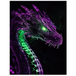 Artery8 Dragon Head Neon Purple Green Fantasy Concept Art Living Room Extra Large XL Wall Art Poster Print Artery8 Dragon Head Neon Purple Green Fantasy Concept Art Living Room Extra Large XL Wall Art Poster Print